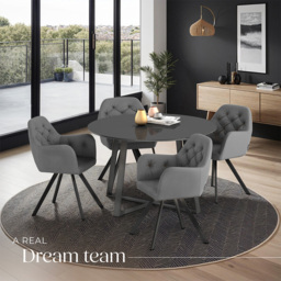 tectake Lucia Set of 4 Anthracite Swivel Armchair - Size: Single - Grey - Wilko - thumbnail 5