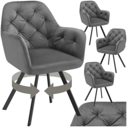 tectake Lucia Set of 4 Anthracite Swivel Armchair - Size: Single - Grey - Wilko - thumbnail 3