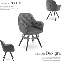 tectake Lucia Set of 4 Anthracite Swivel Armchair - Size: Single - Grey - Wilko - thumbnail 4