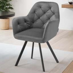 tectake Lucia Set of 4 Anthracite Swivel Armchair - Size: Single - Grey - Wilko