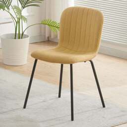 Bella Set of 6 Yellow Teddy Faux Fur Stitched Design Dining Chairs - MCC - Wilko - thumbnail 1