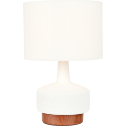 Pacific Lifestyle Elio White and Wood Effect Textured Ceramic Table Lamp - Wilko
