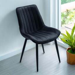 Living and Home Set of 4 Black Velvet Dining Chairs - Wilko