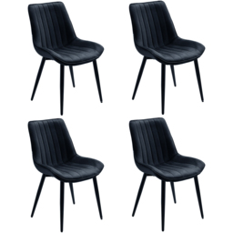 Living and Home Set of 4 Black Velvet Dining Chairs - Wilko - thumbnail 3