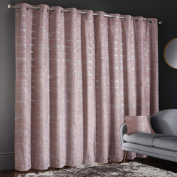Intimates Warwick Dusky Metallic Velvet Eyelet Curtains 168 x 223cm - Size: W 168 x D 223cm - Pink - Wilko - thumbnail 3