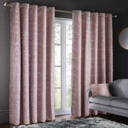 Intimates Warwick Dusky Metallic Velvet Eyelet Curtains 168 x 223cm - Size: W 168 x D 223cm - Pink - Wilko