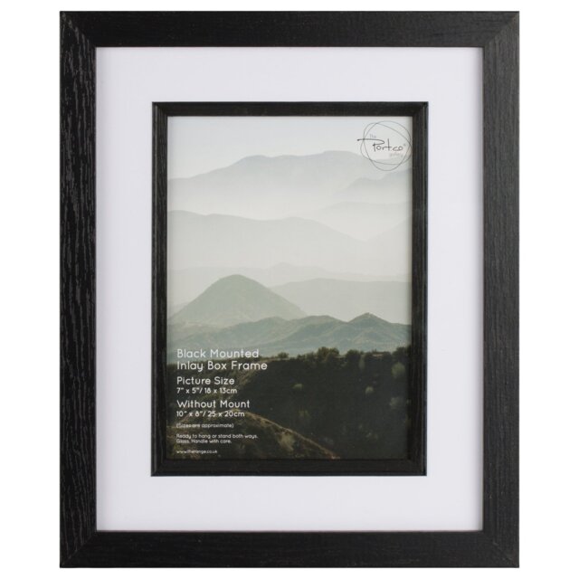 The Port Co Gallery Black Mounted Inlay Box Photo Frame 7 x 5 inch - The Port. Co Gallery - Wilko - image 1