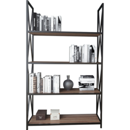 Decorotika Xena 4 Shelf Walnut and Black Bookcase - Size: 150 x 94 x 33cm - Multi - Wilko - thumbnail 3
