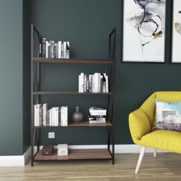 Decorotika Xena 4 Shelf Walnut and Black Bookcase - Size: 150 x 94 x 33cm - Multi - Wilko - thumbnail 4