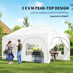 Outsunny 3 x 6m White Pop Up Gazebo with Detachable Sidewalls - Light Grey/White - Wilko - thumbnail 5