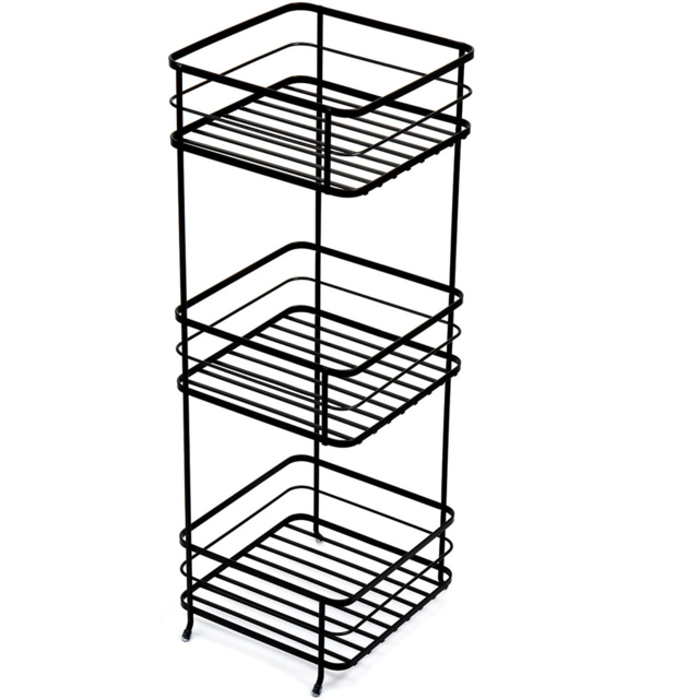3 Tier Matte Black Industrial Storage Caddy - Size: 22.2 x 65 x 22.2 - Wilko - image 1