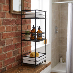 3 Tier Matte Black Industrial Storage Caddy - Size: 22.2 x 65 x 22.2 - Wilko - thumbnail 6