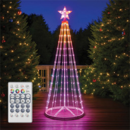 Xmas Haus 118 RGB LED Cone Shaped Light Tower with Star Topper and Remote 4ft - Size: 2100 x 700 x 700cm - White - Wilko - thumbnail 5