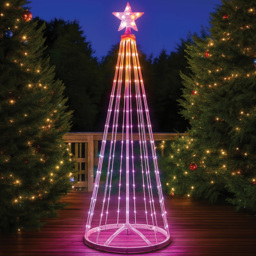 Xmas Haus 118 RGB LED Cone Shaped Light Tower with Star Topper and Remote 4ft - Size: 2100 x 700 x 700cm - White - Wilko - thumbnail 1