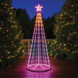 Xmas Haus 118 RGB LED Cone Shaped Light Tower with Star Topper and Remote 4ft - Size: 2100 x 700 x 700cm - White - Wilko - thumbnail 6