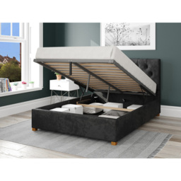 Aspire Olivier Small Double Black Mirazzi Velvet Ottoman Bed - Aspire Beds - Wilko - thumbnail 3