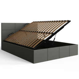 GFW Double Grey Faux Leather Side Lift Ottoman Bed with Bonnell Mattress - Wilko - thumbnail 5