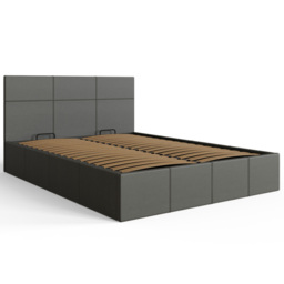 GFW Double Grey Faux Leather Side Lift Ottoman Bed with Bonnell Mattress - Wilko - thumbnail 4