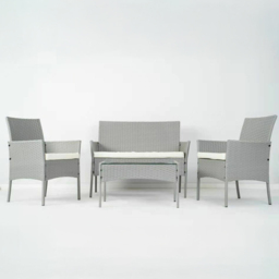 Roger 4 Seater Grey Rattan Outdoor Sofa Set with Table and Seat Cushions - MCC - Wilko - thumbnail 3