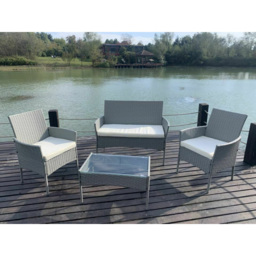 Roger 4 Seater Grey Rattan Outdoor Sofa Set with Table and Seat Cushions - MCC - Wilko - thumbnail 7