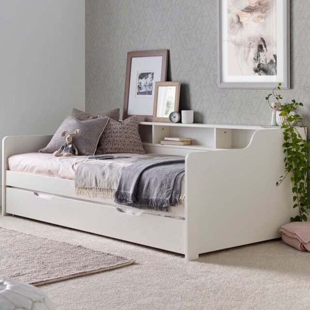 Tyler White Bed and Trundle with Pocket Mattress - Size: Single - Bedmaster - Wilko - image 1