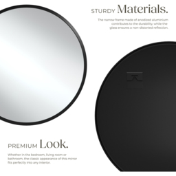 tectake Fiona Black Aluminium Frame Round Wall Mounted Mirror 50cm - Size: 2.5 x 50 x 50cm - Wilko - thumbnail 7