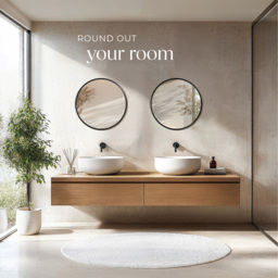 tectake Fiona Black Aluminium Frame Round Wall Mounted Mirror 50cm - Size: 2.5 x 50 x 50cm - Wilko - thumbnail 3