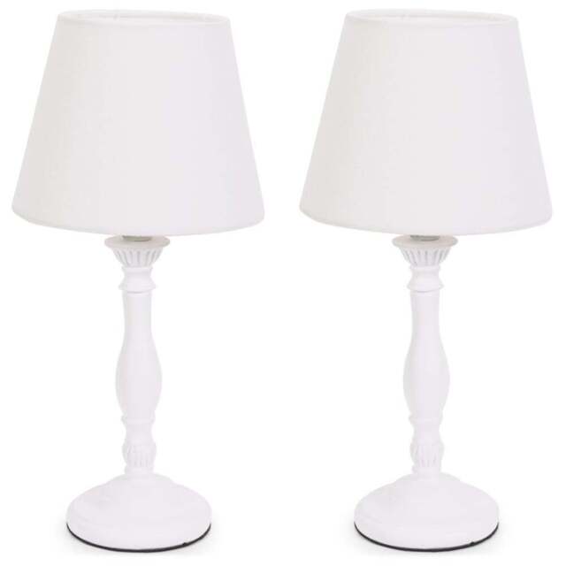 ValueLights Sara Tapered Lamp Shade White Wood Traditional Candle Stick LED Table Lamp - Size: 32 x 15 x 15cm - Wilko - image 1