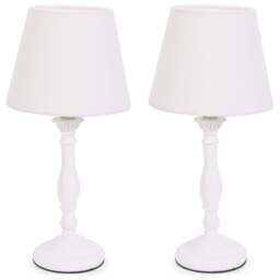 ValueLights Sara Tapered Lamp Shade White Wood Traditional Candle Stick LED Table Lamp - Size: 32 x 15 x 15cm - Wilko