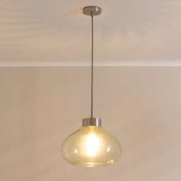 ValueLights Corinne Twill Green Glass Brushed Chrome Capped LED Ceiling Pendant Light - Size: 131.3 x 31.5 x 31.5cm - Silver - Wilko - thumbnail 3
