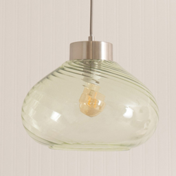 ValueLights Corinne Twill Green Glass Brushed Chrome Capped LED Ceiling Pendant Light - Size: 131.3 x 31.5 x 31.5cm - Silver - Wilko - thumbnail 4