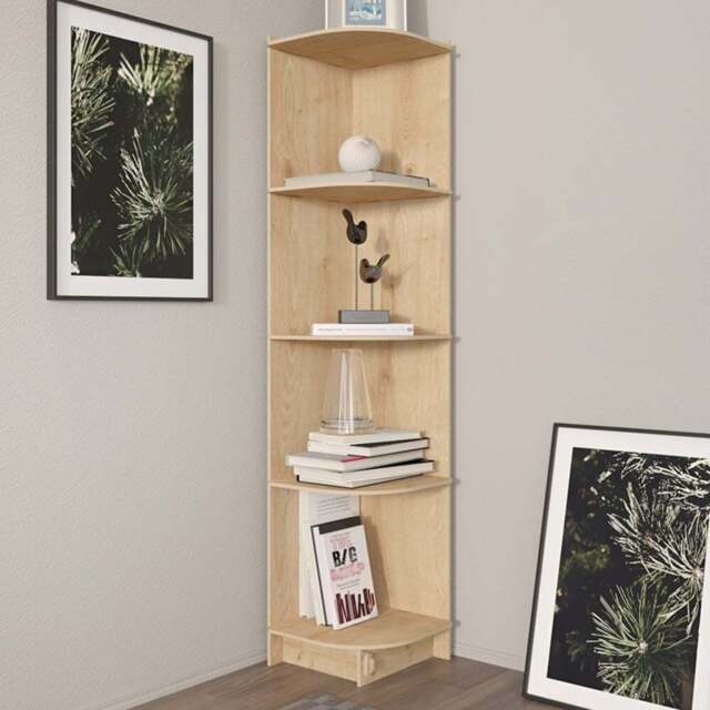 Decorotika Liva 5 Tier MDF Corner Bookcase - Size: 28 x 138 x 31cm - Brown - Wilko - image 1