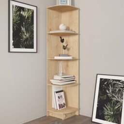 Decorotika Liva 5 Tier MDF Corner Bookcase - Size: 28 x 138 x 31cm - Brown - Wilko - thumbnail 1