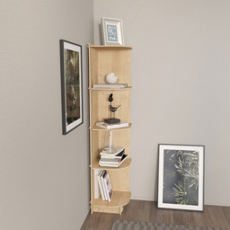 Decorotika Liva 5 Tier MDF Corner Bookcase - Size: 28 x 138 x 31cm - Brown - Wilko - thumbnail 5