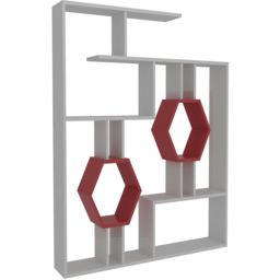 Decorotika Tamara White and Red Geometric Unique Bookshelf - Size: 134 x 134 x 22cm - Multi - Wilko - thumbnail 3