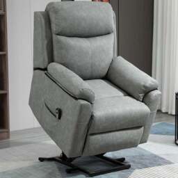 Portland Grey Faux Leather Electric Riser Recliner Chair with Remote - Size: Single - Wilko