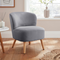 GFW Evie Grey Velvet Accent Chair - Size: Single - Wilko - thumbnail 7