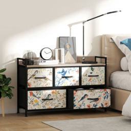 HOMCOM 5 Drawer Single Shelf White Fabric Chest of Drawers - Size: 6 Drawer - Wilko - thumbnail 6