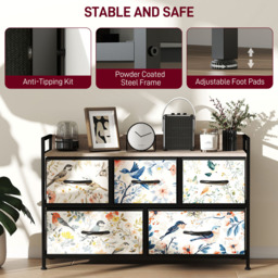 HOMCOM 5 Drawer Single Shelf White Fabric Chest of Drawers - Size: 6 Drawer - Wilko - thumbnail 7