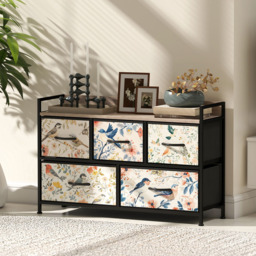 HOMCOM 5 Drawer Single Shelf White Fabric Chest of Drawers - Size: 6 Drawer - Wilko - thumbnail 5