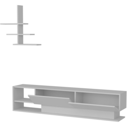 Decorotika Liza 2 Door 2 Shelf White TV Unit with Wall Shelf - Size: 40 x 180 x 30cm - Wilko - thumbnail 7