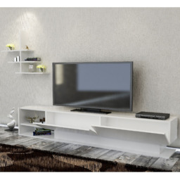 Decorotika Liza 2 Door 2 Shelf White TV Unit with Wall Shelf - Size: 40 x 180 x 30cm - Wilko - thumbnail 4