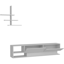 Decorotika Liza 2 Door 2 Shelf White TV Unit with Wall Shelf - Size: 40 x 180 x 30cm - Wilko - thumbnail 6