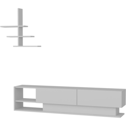 Decorotika Liza 2 Door 2 Shelf White TV Unit with Wall Shelf - Size: 40 x 180 x 30cm - Wilko - thumbnail 3