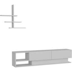Decorotika Liza 2 Door 2 Shelf White TV Unit with Wall Shelf - Size: 40 x 180 x 30cm - Wilko - thumbnail 5