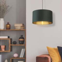 Lighting Collection Green Gold Inner Velvet Drum Shade 50cm - Size: 28 x 50 x 50cm - Wilko - thumbnail 3