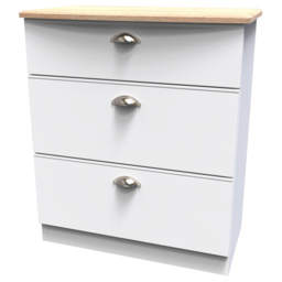 Crowndale Victoria 3 Drawer White Ash and Oak Chest of Drawers - Wilko - thumbnail 5