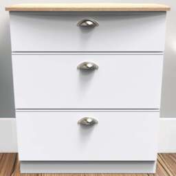 Crowndale Victoria 3 Drawer White Ash and Oak Chest of Drawers - Wilko - thumbnail 1