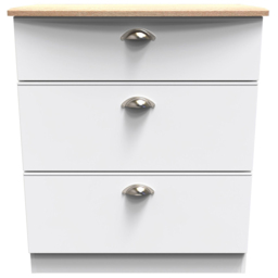Crowndale Victoria 3 Drawer White Ash and Oak Chest of Drawers - Wilko - thumbnail 3