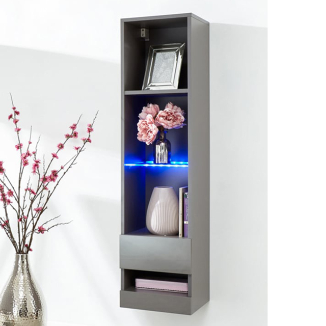 GFW Galicia Grey Tall LED Shelf Unit - Size: 30 x 30 x 120cm - Black - Wilko - image 1